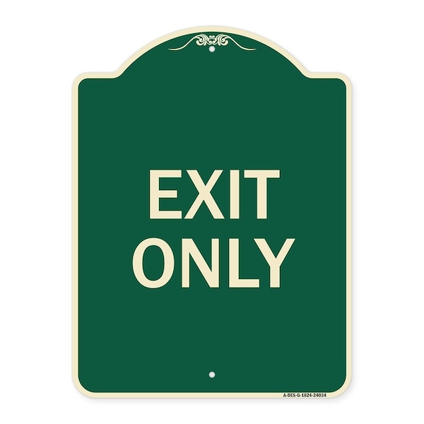Signmission Designer Series Sign-Exit Only, Green & Tan Heavy-Gauge Aluminum Sign, 24" H, 18" L, G-1824-24034 A-DES-G-1824-24034 - main